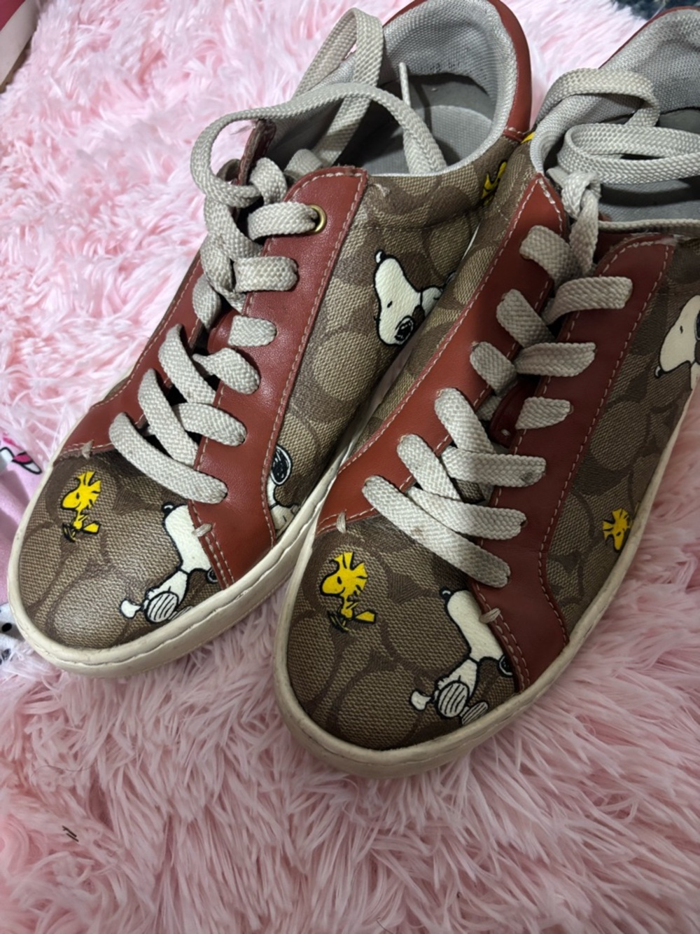 Coach Kids Brown & Rust Cartoon Logo Lace-Up Sneakers